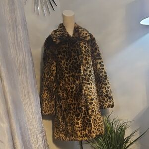 J.Crew Leopard Print Faux Fur Coat